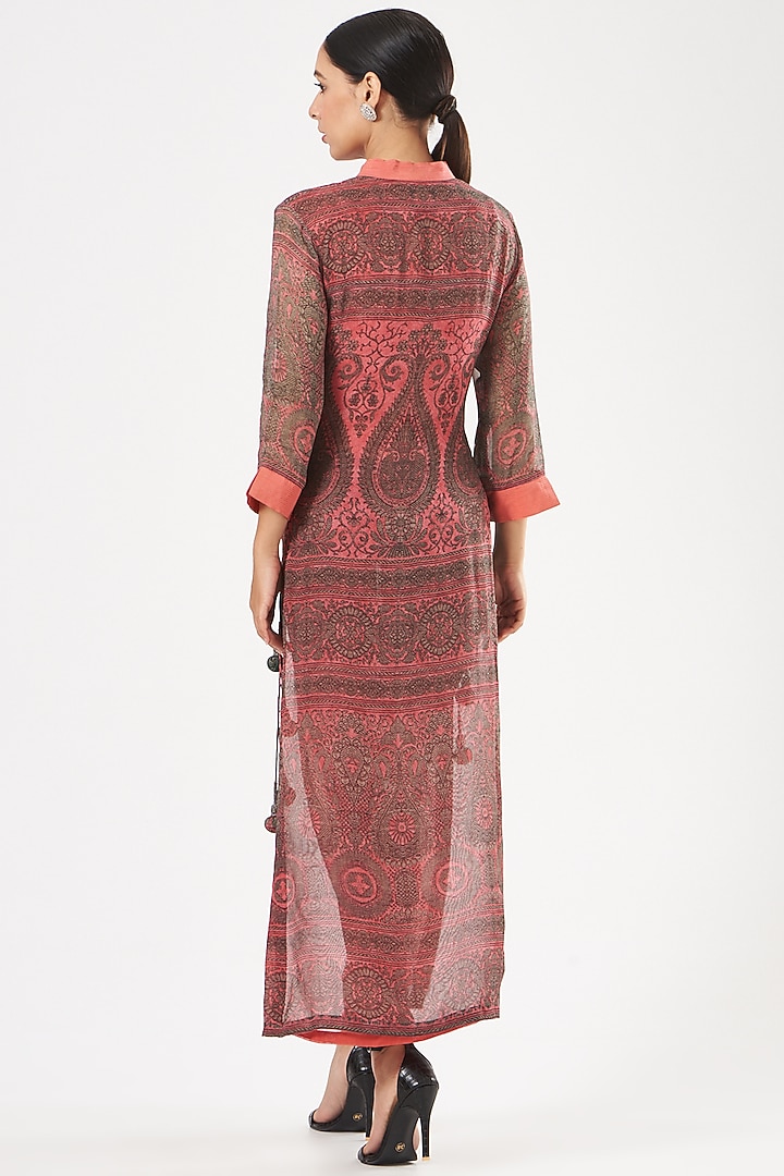 Peach Digital Printed Kurta by Kartikeya at Pernia's Pop Up Shop