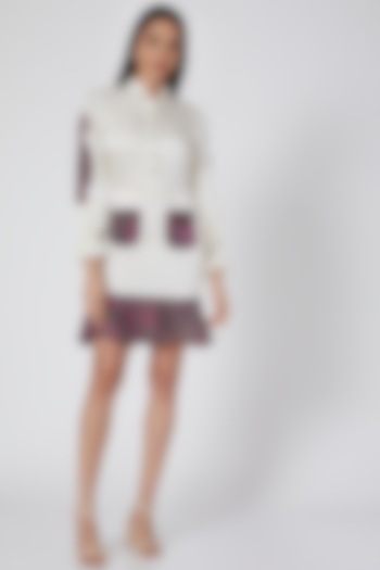 Ivory & Fuchsia Digital Printed Summer Dress by Kartikeya at Pernia's Pop Up Shop