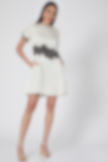 Ivory & Forest Green Digital Printed Vacation Dress by Kartikeya at Pernia's Pop Up Shop