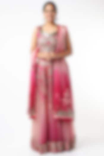 Coral & Rose Zardosi Embroidered Bridal Lehenga Set by Kartikeya at Pernia's Pop Up Shop