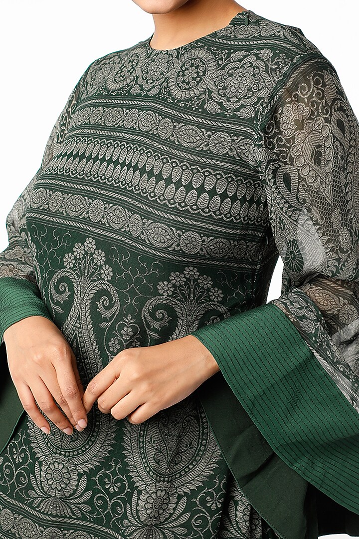 Emerald Green Digital Printed Vacation Dress by Kartikeya at Pernia's Pop Up Shop