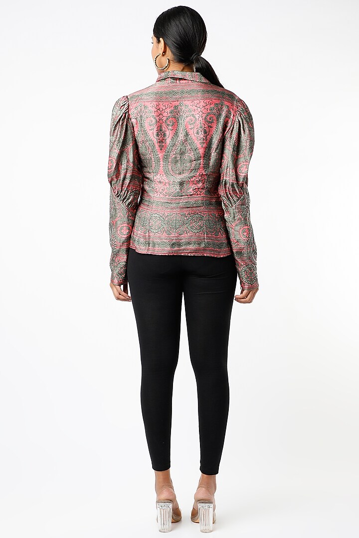 Coral Zardosi Hand Embroidered Bolero Shirt by Kartikeya at Pernia's Pop Up Shop