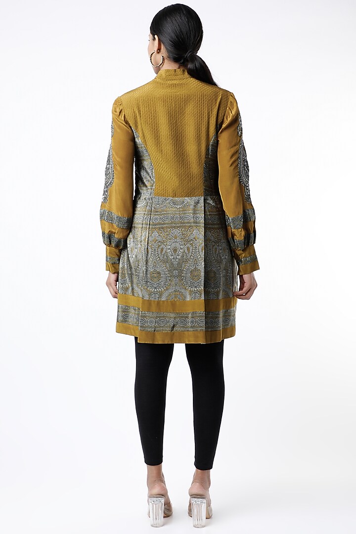Mustard Zardosi Hand Embroidered Vacation Dress by Kartikeya at Pernia's Pop Up Shop