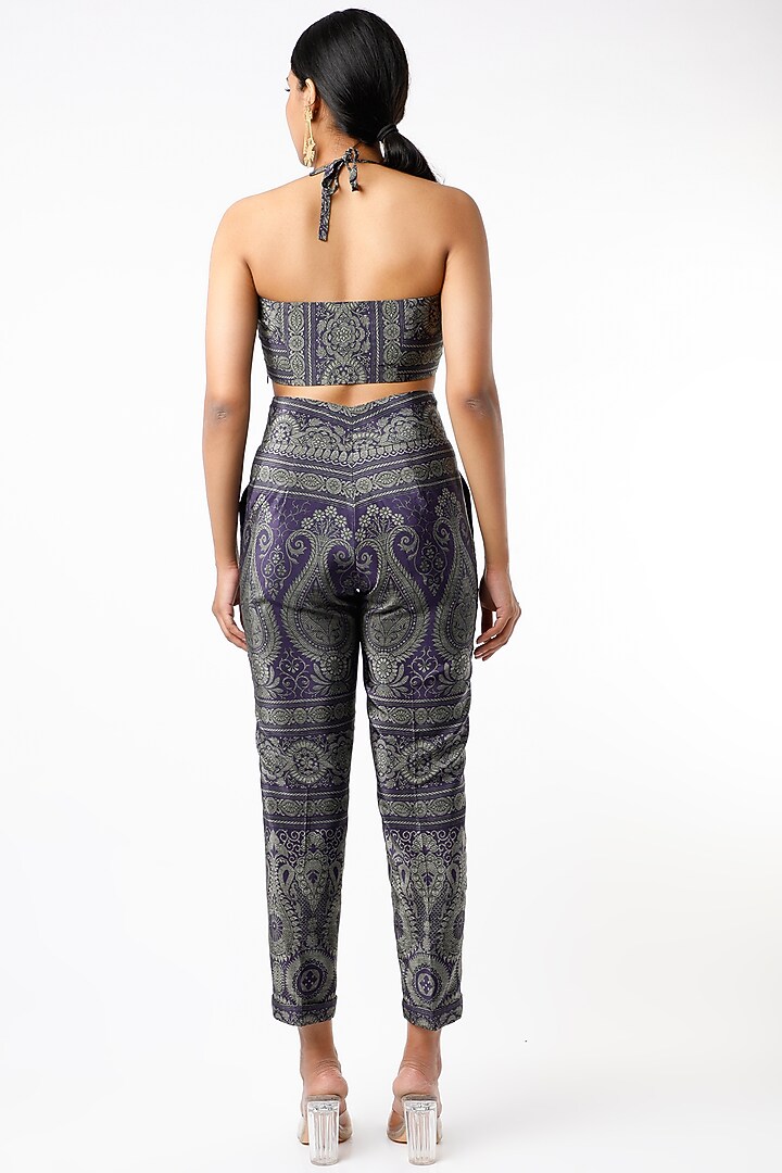 Purple & Silver Zardosi Embroidered Jacket Set by Kartikeya at Pernia's Pop Up Shop