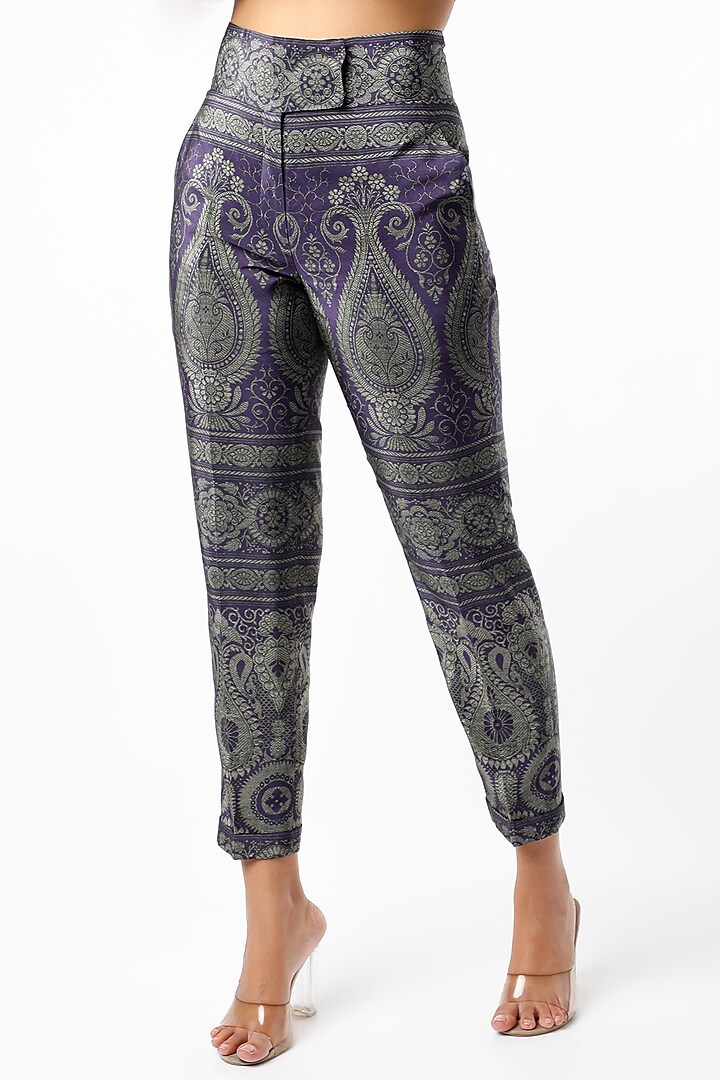 Purple & Silver Zardosi Embroidered Jacket Set by Kartikeya at Pernia's Pop Up Shop