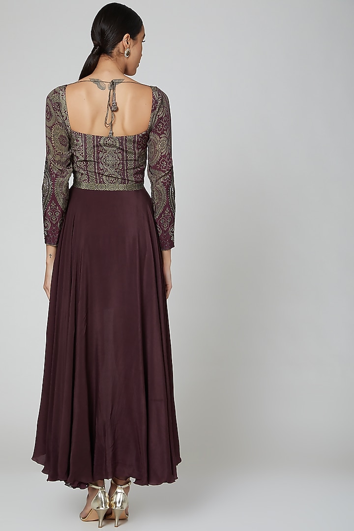 Maroon Embellished Asymmetric Dress by Kartikeya at Pernia's Pop Up Shop