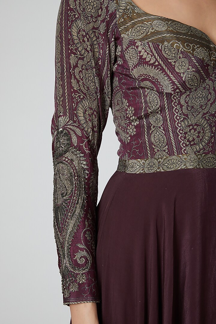 Maroon Embellished Asymmetric Dress by Kartikeya at Pernia's Pop Up Shop