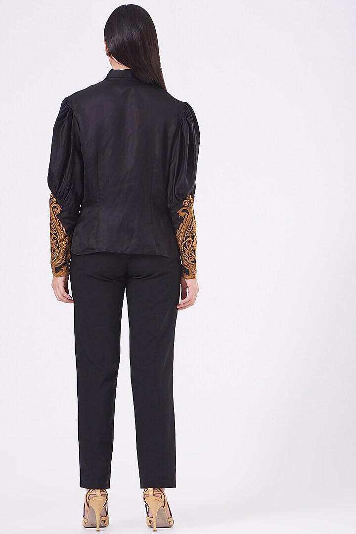 Black Embroidered Bolero Top by Kartikeya at Pernia's Pop Up Shop
