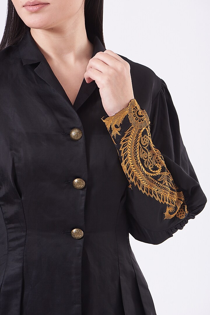 Black Embroidered Bolero Top by Kartikeya at Pernia's Pop Up Shop