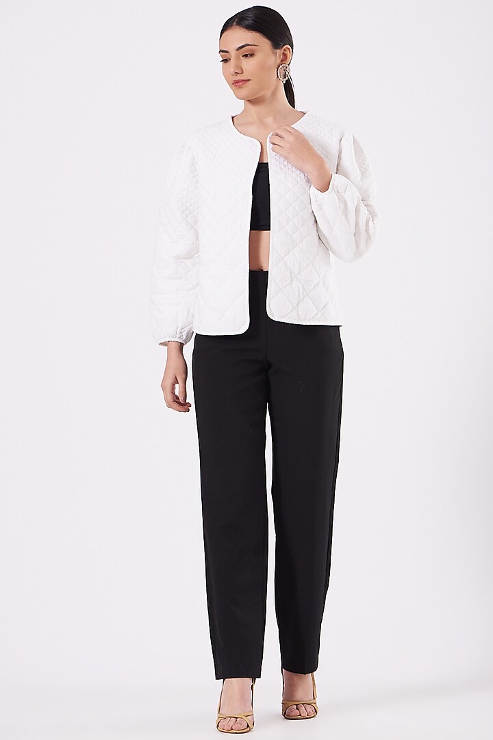 White Quilted Jacket by Kyra By Bhavna