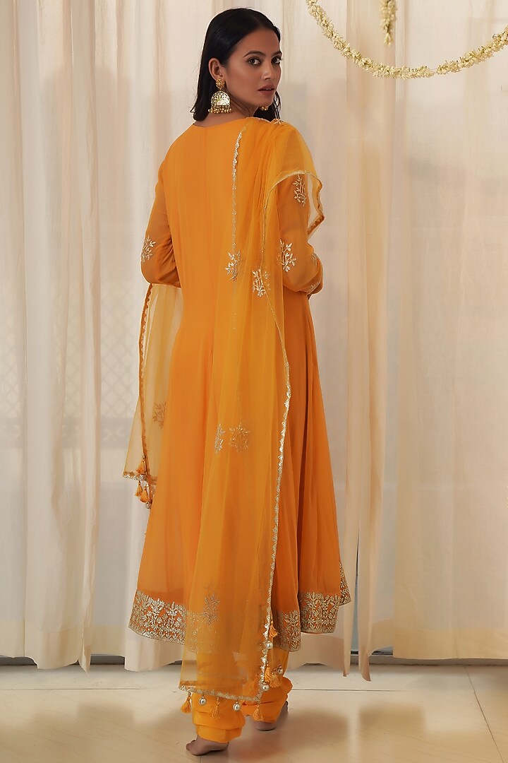 Dandelion Yellow Embroidered Kurta Set by Kyra By Bhavna at Pernia's Pop Up Shop
