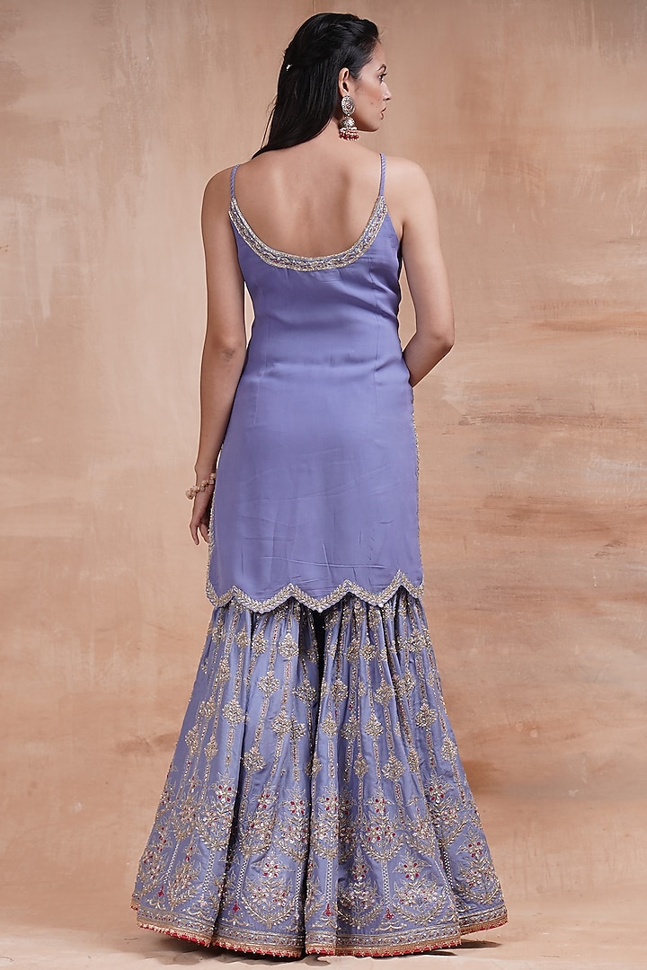Lilac Embroidered Gharara Set by Kyra By Bhavna at Pernia's Pop Up Shop