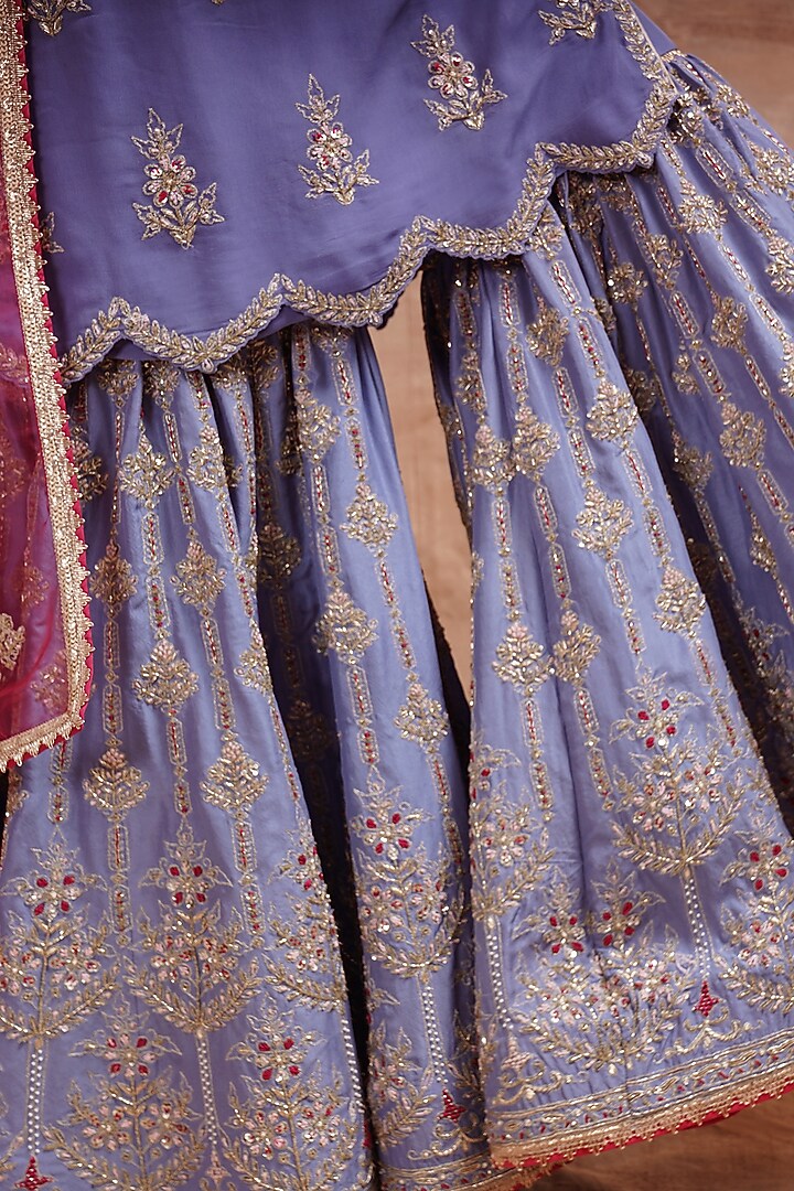 Lilac Embroidered Gharara Set by Kyra By Bhavna at Pernia's Pop Up Shop