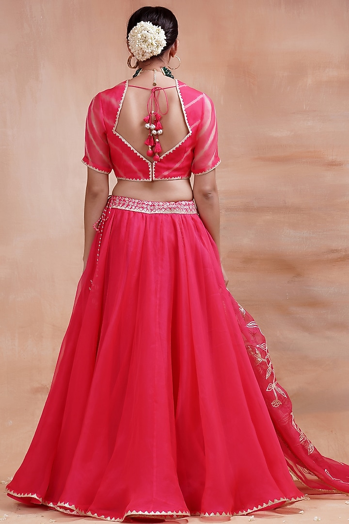 Fuschia Embroidered Wedding Lehenga Set by Kyra By Bhavna at Pernia's Pop Up Shop