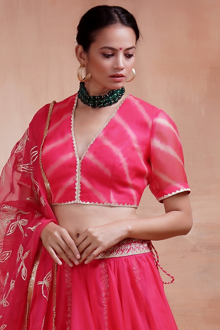 Fuschia Embroidered Wedding Lehenga Set by Kyra By Bhavna at Pernia's Pop Up Shop