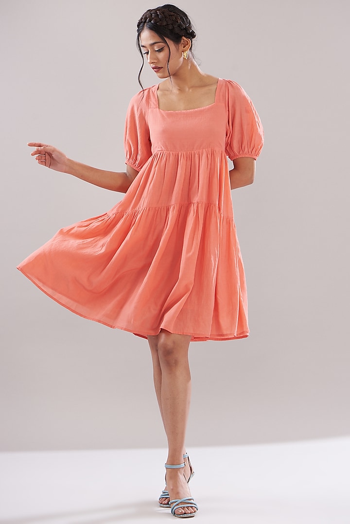 Coral Sushi Voile Dress by Kyra By Bhavna at Pernia's Pop Up Shop