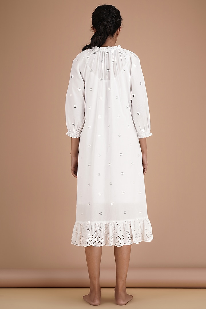 White Cotton Button-Down Midi Summer Dress by Kyra By Bhavna at Pernia's Pop Up Shop