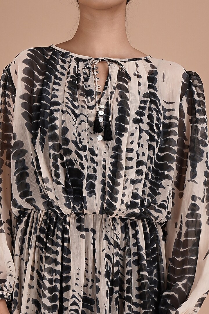 Black & Beige Tie-Dye Maxi Summer Dress by Kyra By Bhavna at Pernia's Pop Up Shop