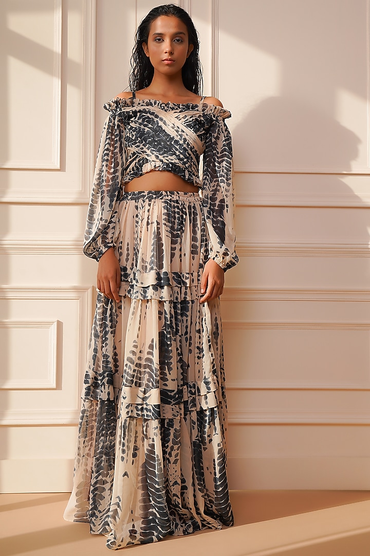 Black & Beige Printed Top by Kyra By Bhavna at Pernia's Pop Up Shop