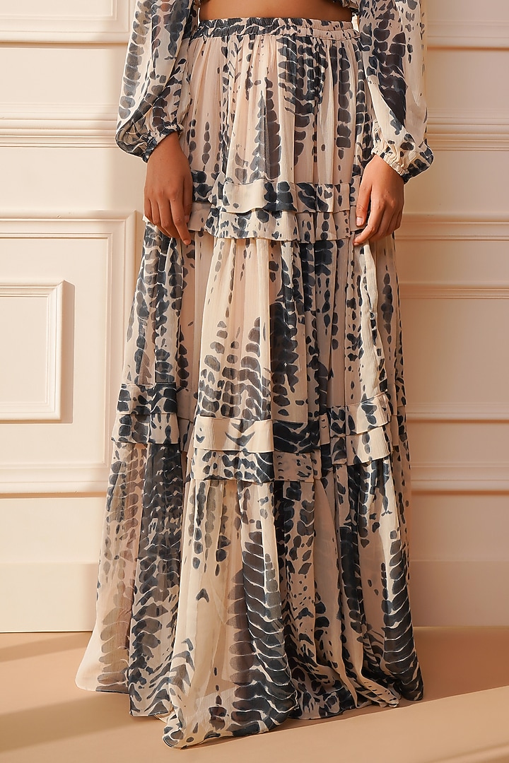 Black & Beige Tie-Dye Skirt by Kyra By Bhavna at Pernia's Pop Up Shop