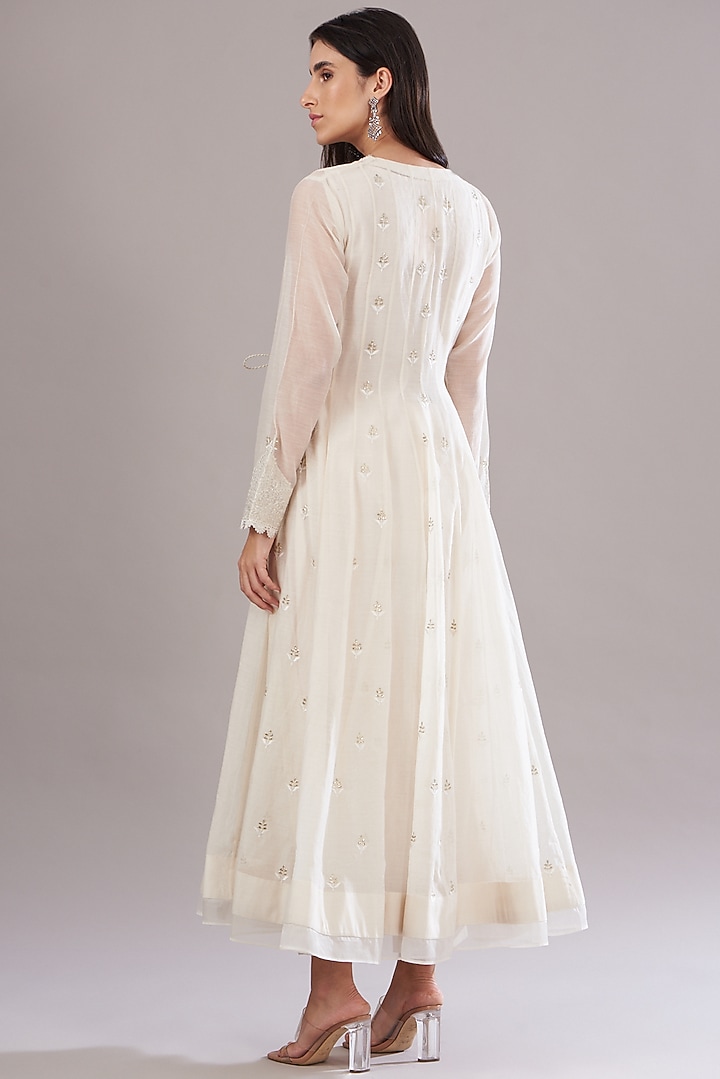 Ivory angrakha in chanderi tissue