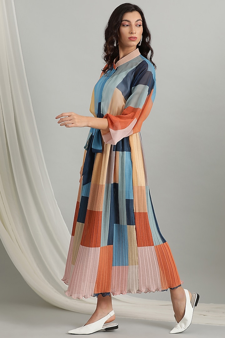 Multi Colored Printed Midi Dress by Kyra By Bhavna