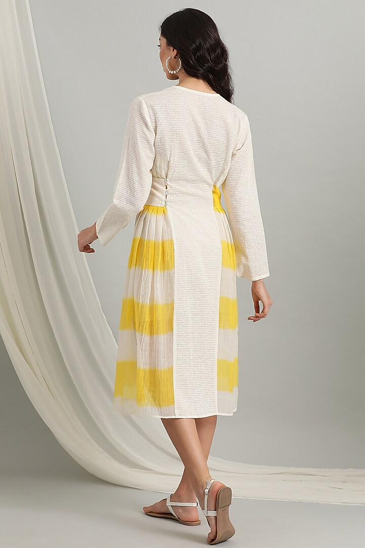 Yellow Knee Length Pleated Summer Dress by Kyra By Bhavna at Pernia's Pop Up Shop