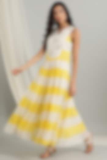 Yellow Hand Embroidered Dress by Kyra By Bhavna