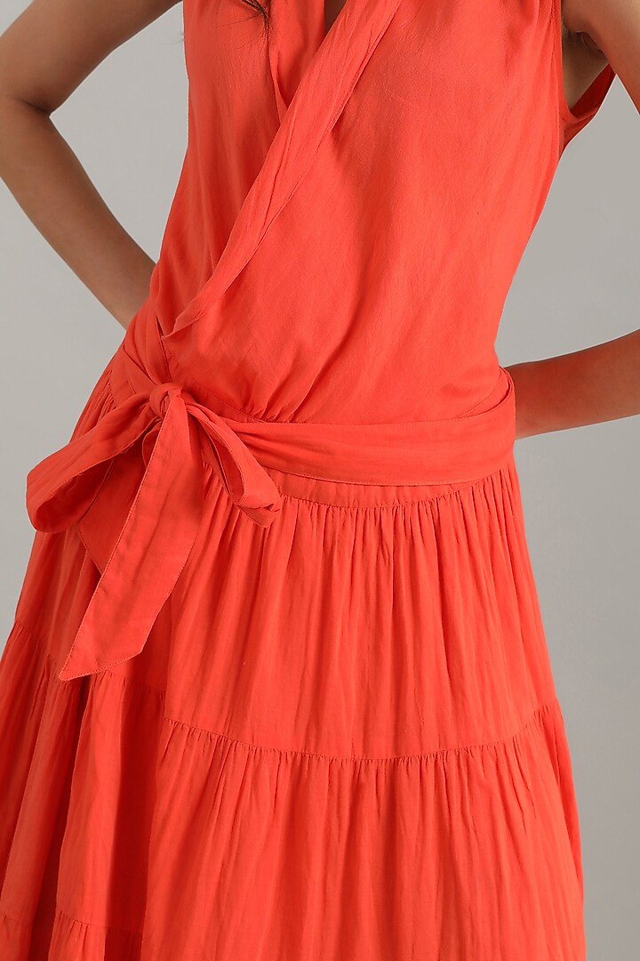 Orange Cambric Wrap Summer Dress by Kyra By Bhavna at Pernia's Pop Up Shop