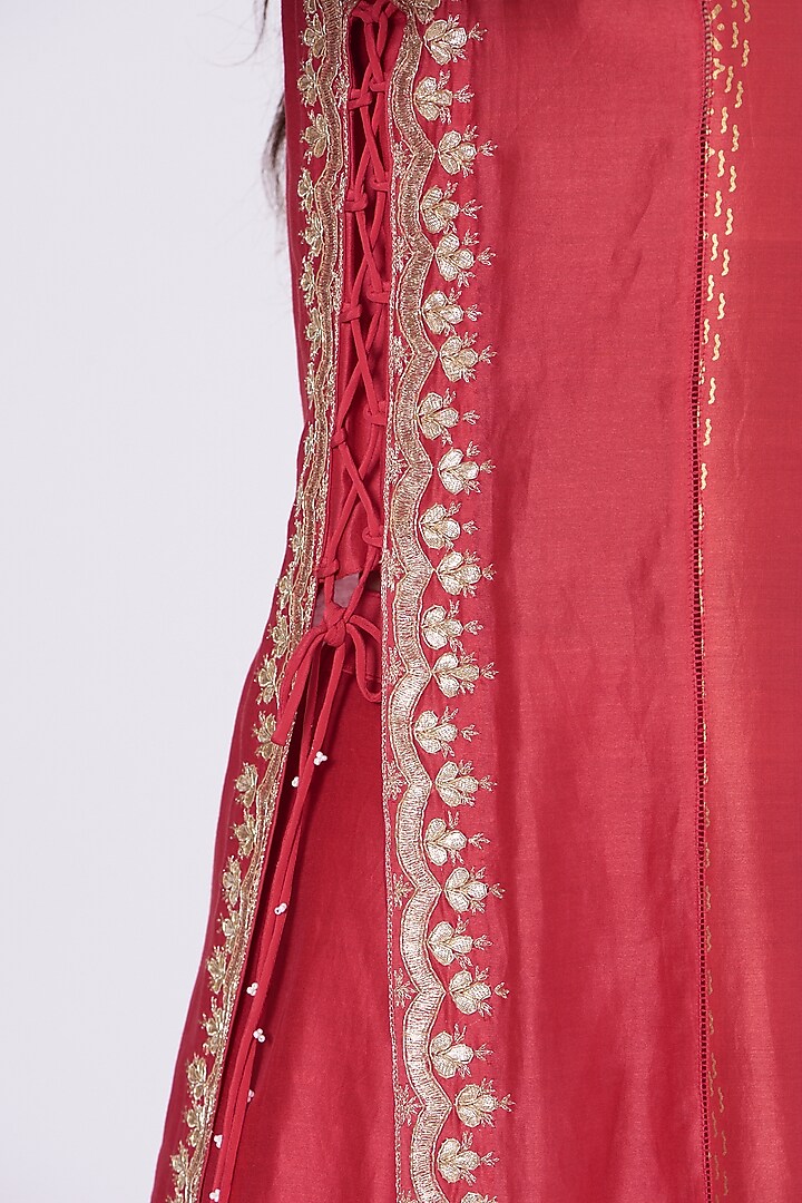 Red Cotton Party Wear Sharara Set by Kyra By Bhavna at Pernia's Pop Up Shop