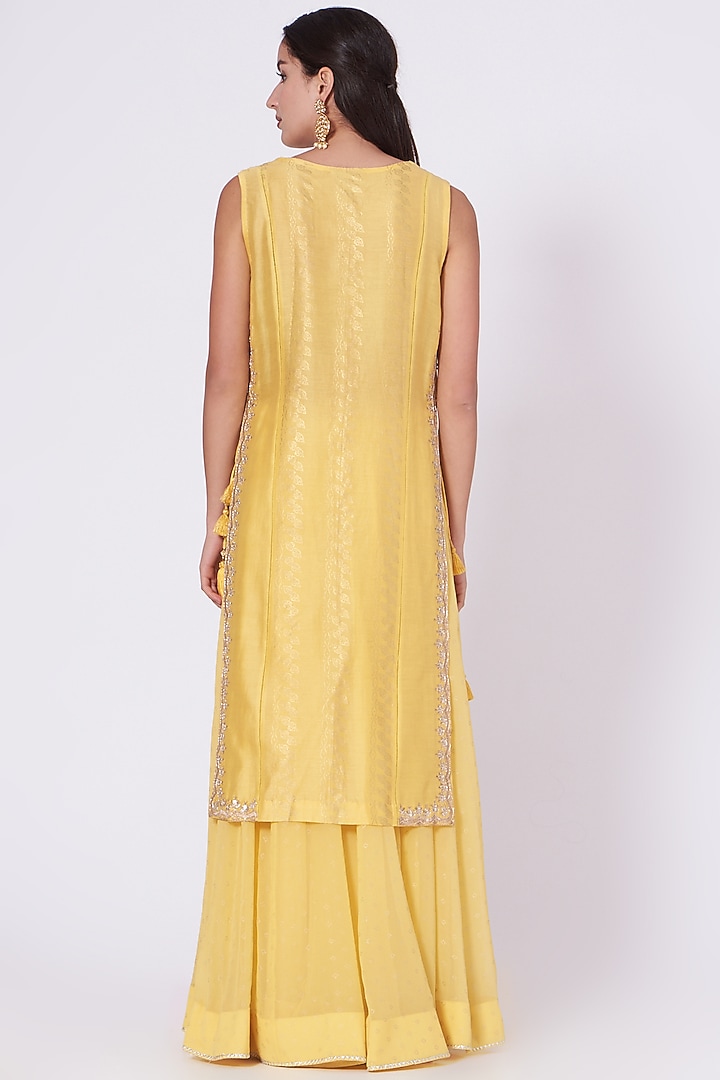 Yellow Cotton Party Wear Sharara Set by Kyra By Bhavna at Pernia's Pop Up Shop