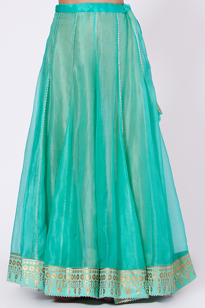 Aqua Green Embroidered Wedding Lehenga Set by Kyra By Bhavna at Pernia's Pop Up Shop