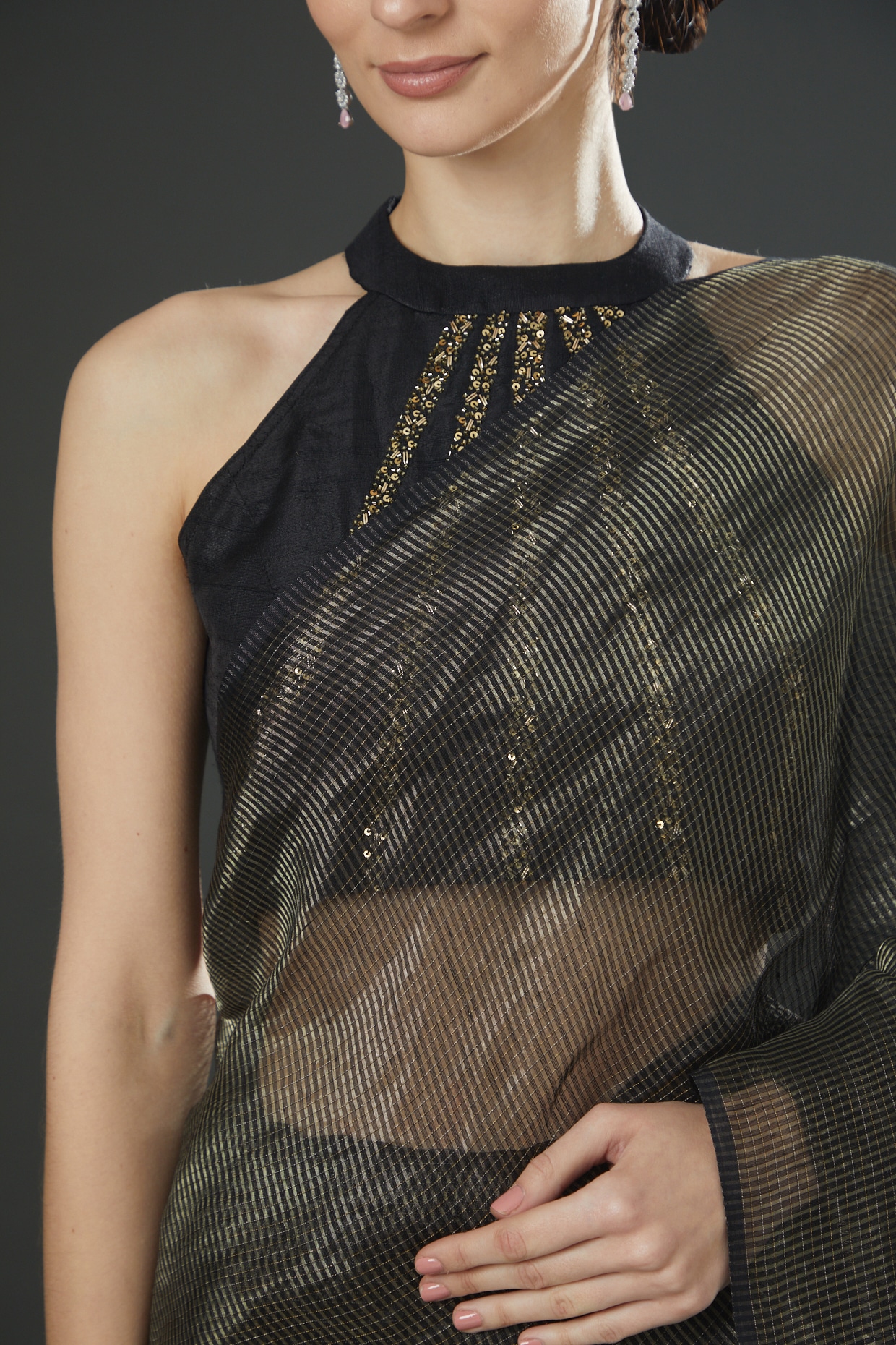 Buy Black Sarees for Women by Angoshobha Online | Ajio.com