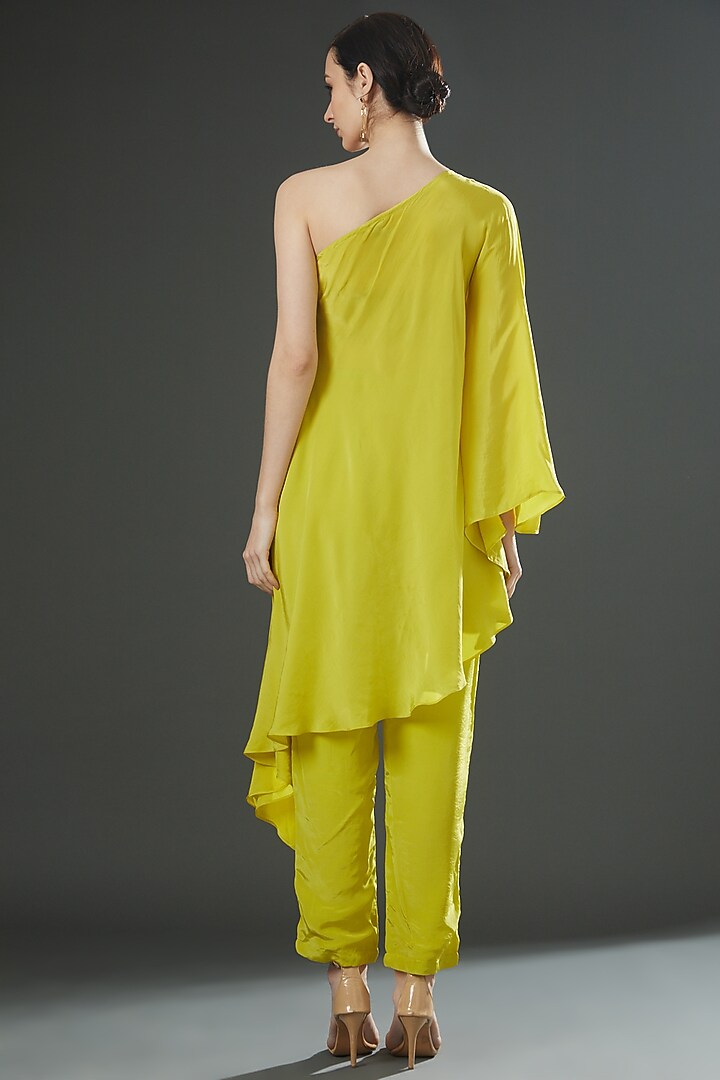 Lime Art Crepe Handpainted Co-Ord Set by Kyra By Nina & Deepika at Pernia's Pop Up Shop