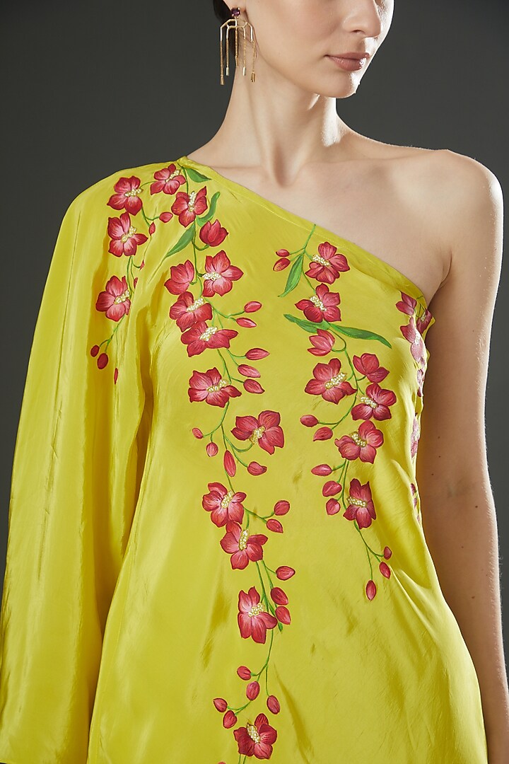 Lime Art Crepe Handpainted Co-Ord Set by Kyra By Nina & Deepika at Pernia's Pop Up Shop
