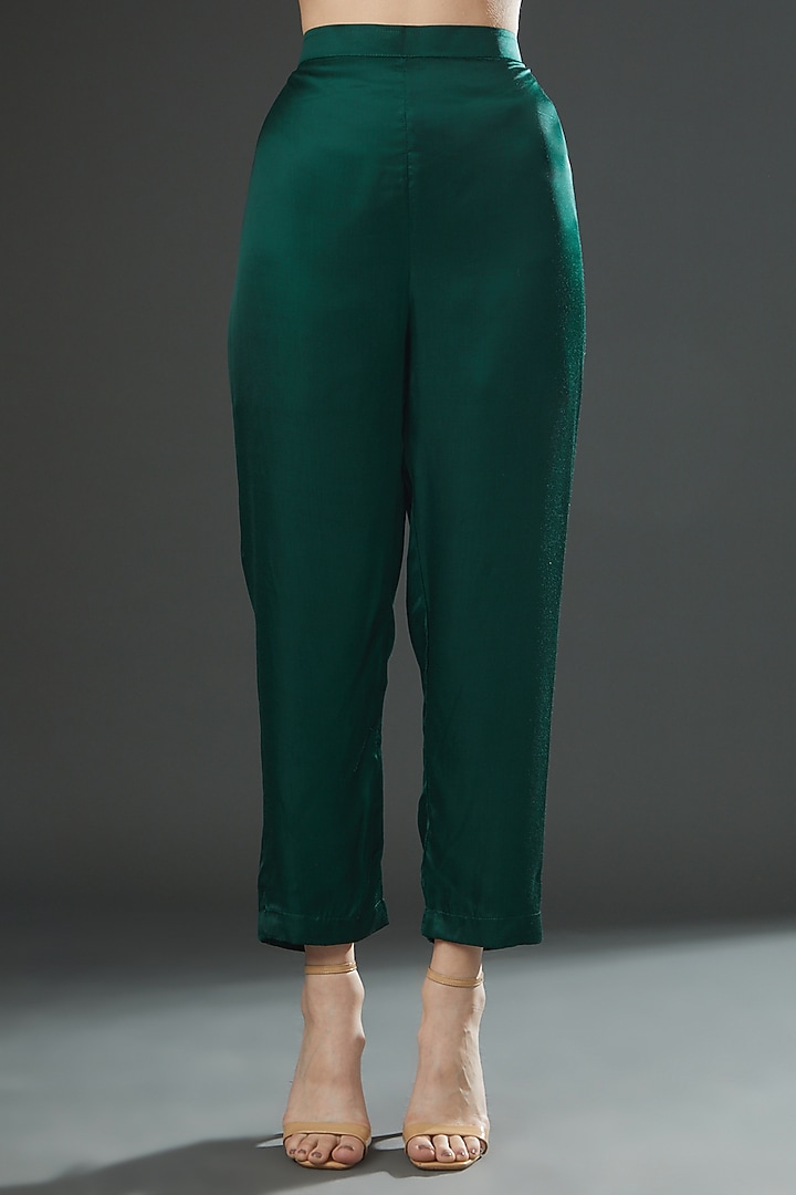 Emerald Green Modal Satin Hand Painted Co-Ord Set by Kyra By Nina & Deepika at Pernia's Pop Up Shop