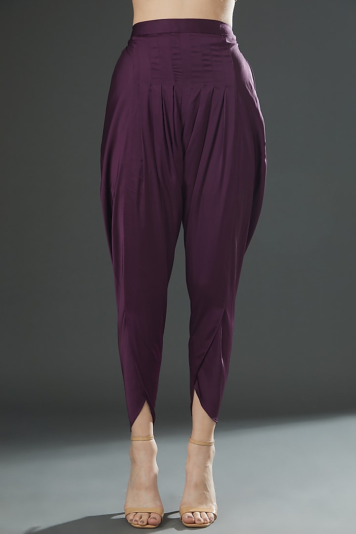 Deep Purple Satin Hand Painted Co-Ord Set by Kyra By Nina & Deepika at Pernia's Pop Up Shop