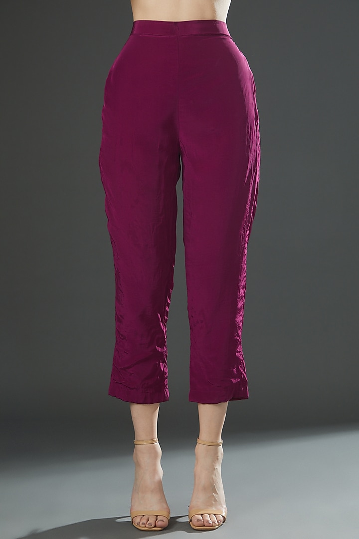 Burgundy Art Crepe Hand Painted Co-Ord Set by Kyra By Nina & Deepika at Pernia's Pop Up Shop