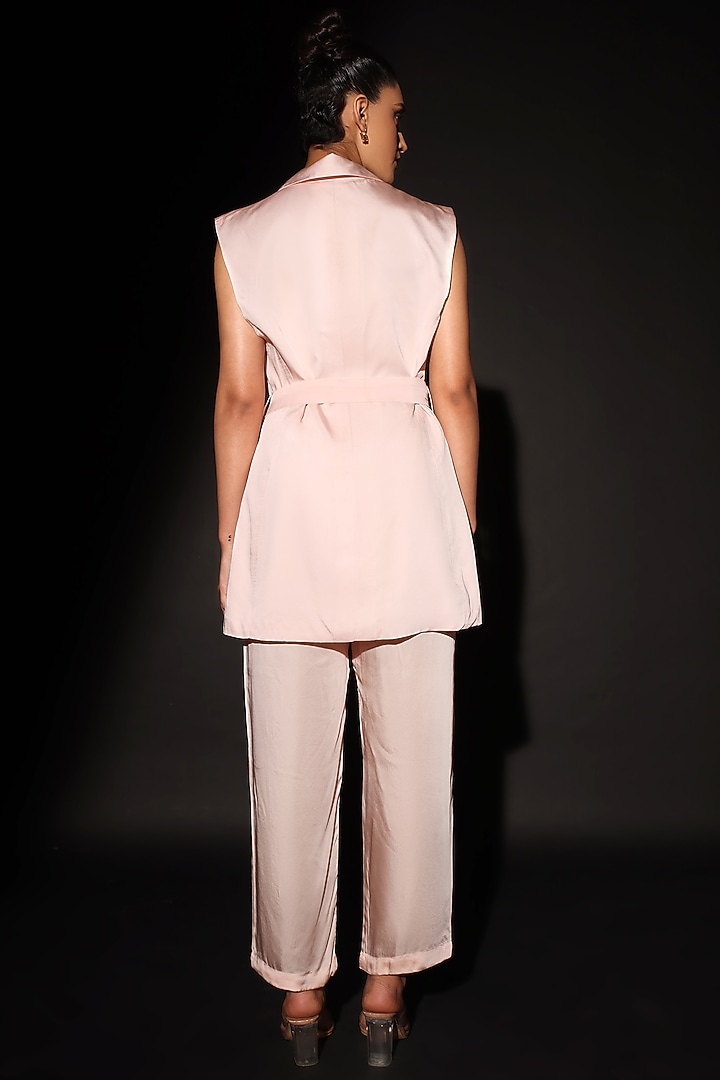 Pink Bemberg Satin Hand Painted Co-Ord Set by Kyra By Nina & Deepika at Pernia's Pop Up Shop