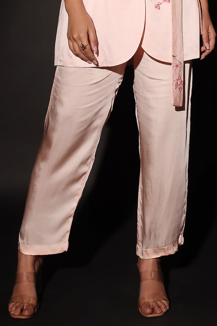 Pink Bemberg Satin Hand Painted Co-Ord Set by Kyra By Nina & Deepika at Pernia's Pop Up Shop