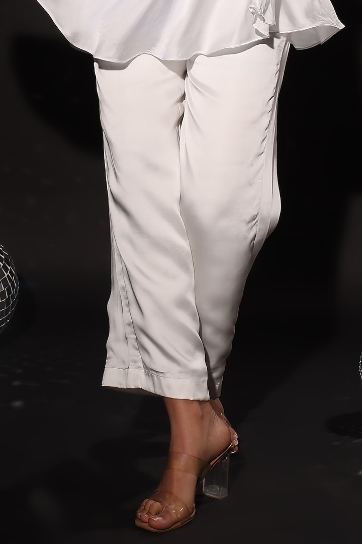 Ivory Bemberg Satin Hand Painted Co-Ord Set by Kyra By Nina & Deepika at Pernia's Pop Up Shop