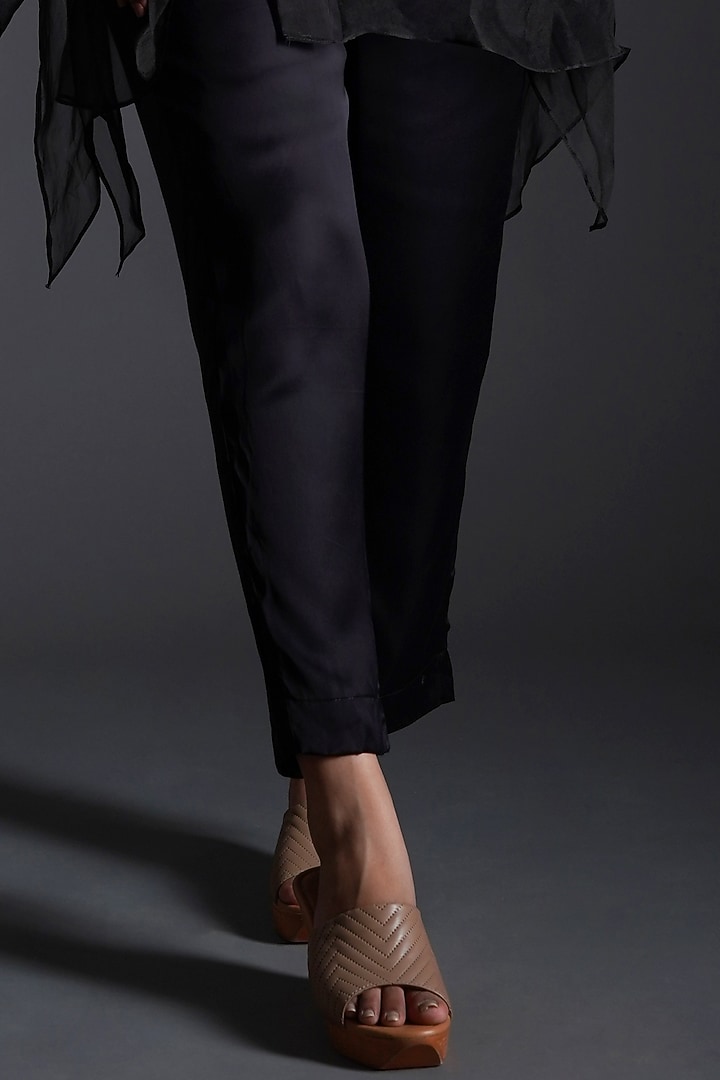 Black Silk Organza Hand Painted Co-Ord Set by Kyra By Nina & Deepika at Pernia's Pop Up Shop