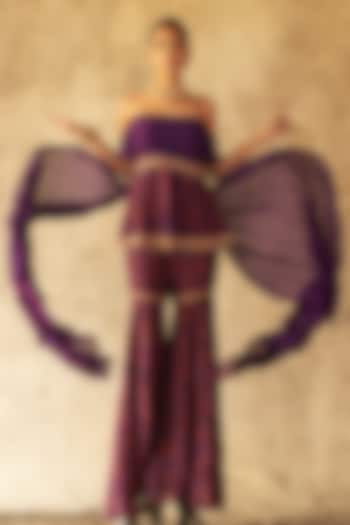 Purple Georgette Gharara Set by Kyross
