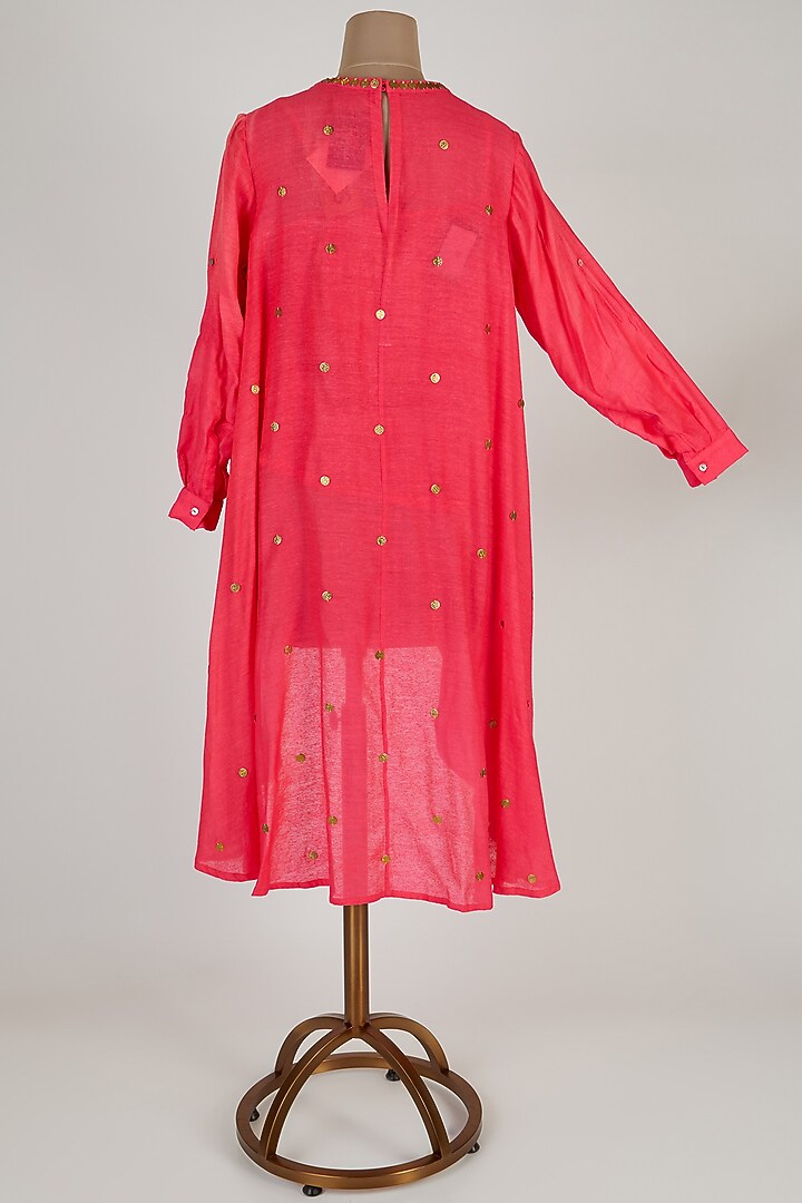 Pink Embroidered Asymmetric Kurta by Kunza at Pernia's Pop Up Shop