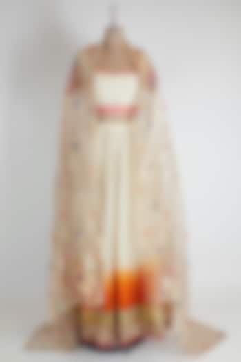 Ivory & Orange Wedding Lehenga Set Gota Border by Kunza at Pernia's Pop Up Shop