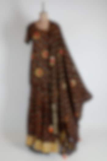 Brown Embroidered & Printed Kurta Set by Kunza at Pernia's Pop Up Shop