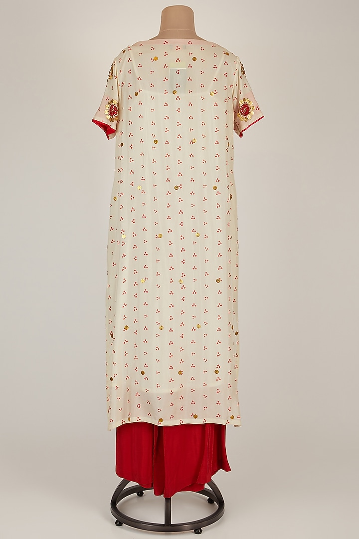 Cream Hand Embroidered Kurta Set by Kunza at Pernia's Pop Up Shop