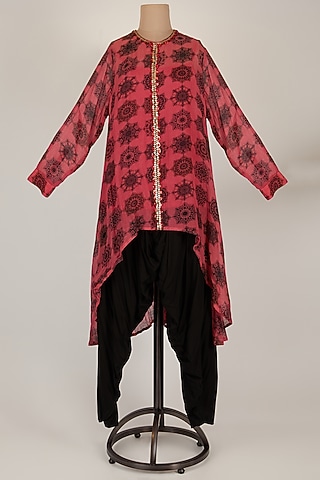 Pink Printed Kurta With Pants by Kunza