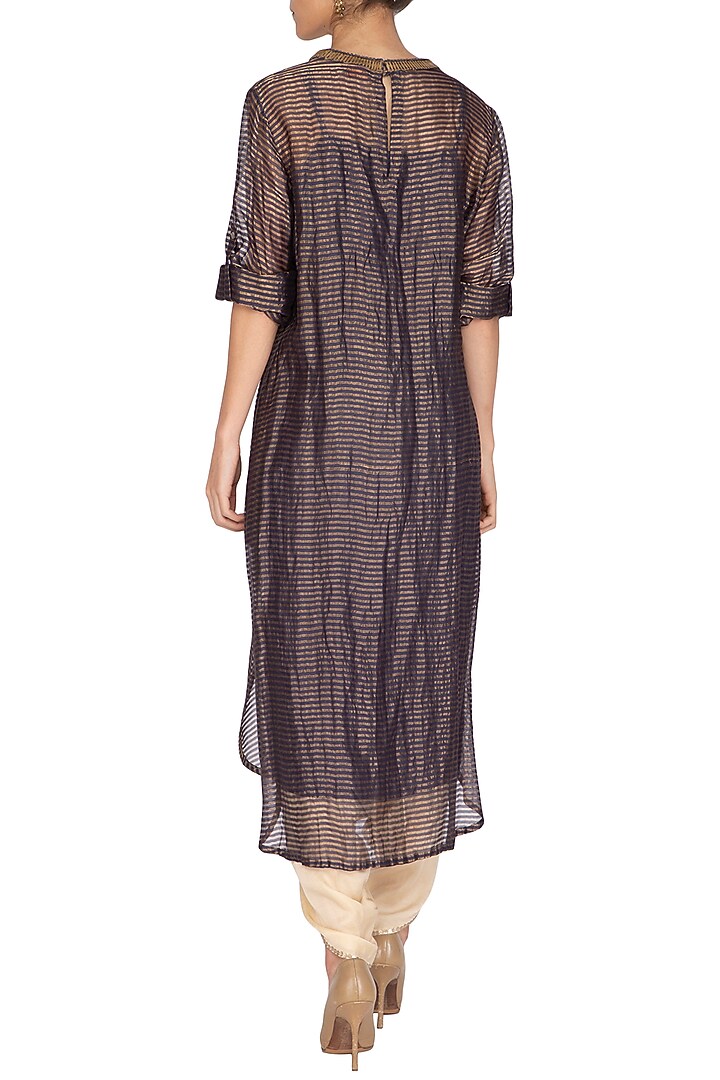 Charcoal Embroidered Kurta With Dhoti Pants by Kunza at Pernia's Pop Up Shop