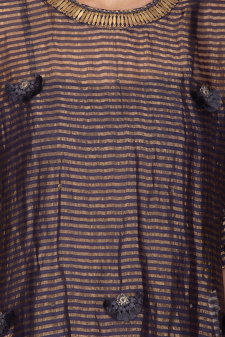 Charcoal Embroidered Kurta With Dhoti Pants by Kunza at Pernia's Pop Up Shop